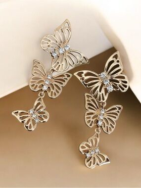 Gold Butterfly Drop Earrings